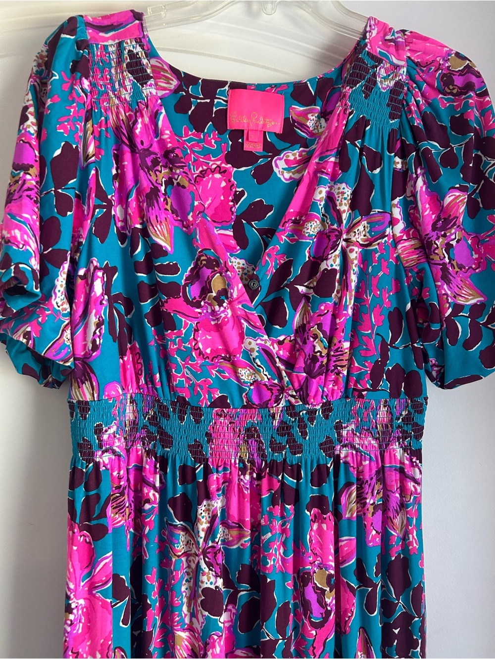 💞 Lilly Pulitzer Sz L Holloway Blue Orchid Rhapsody You Not Maxi Dress Worn Once - Picture 2 of 12